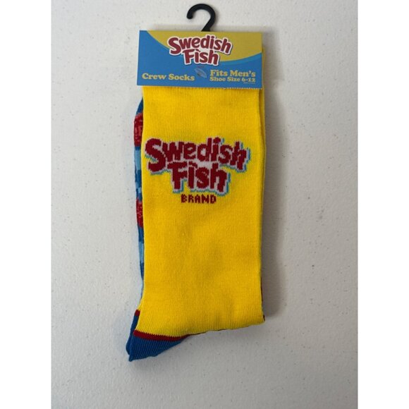 Swedish Fish Socks Crazy Fun Graphic Novelty Dad Gift Silly Cool Wild Funny Mens - Picture 1 of 3